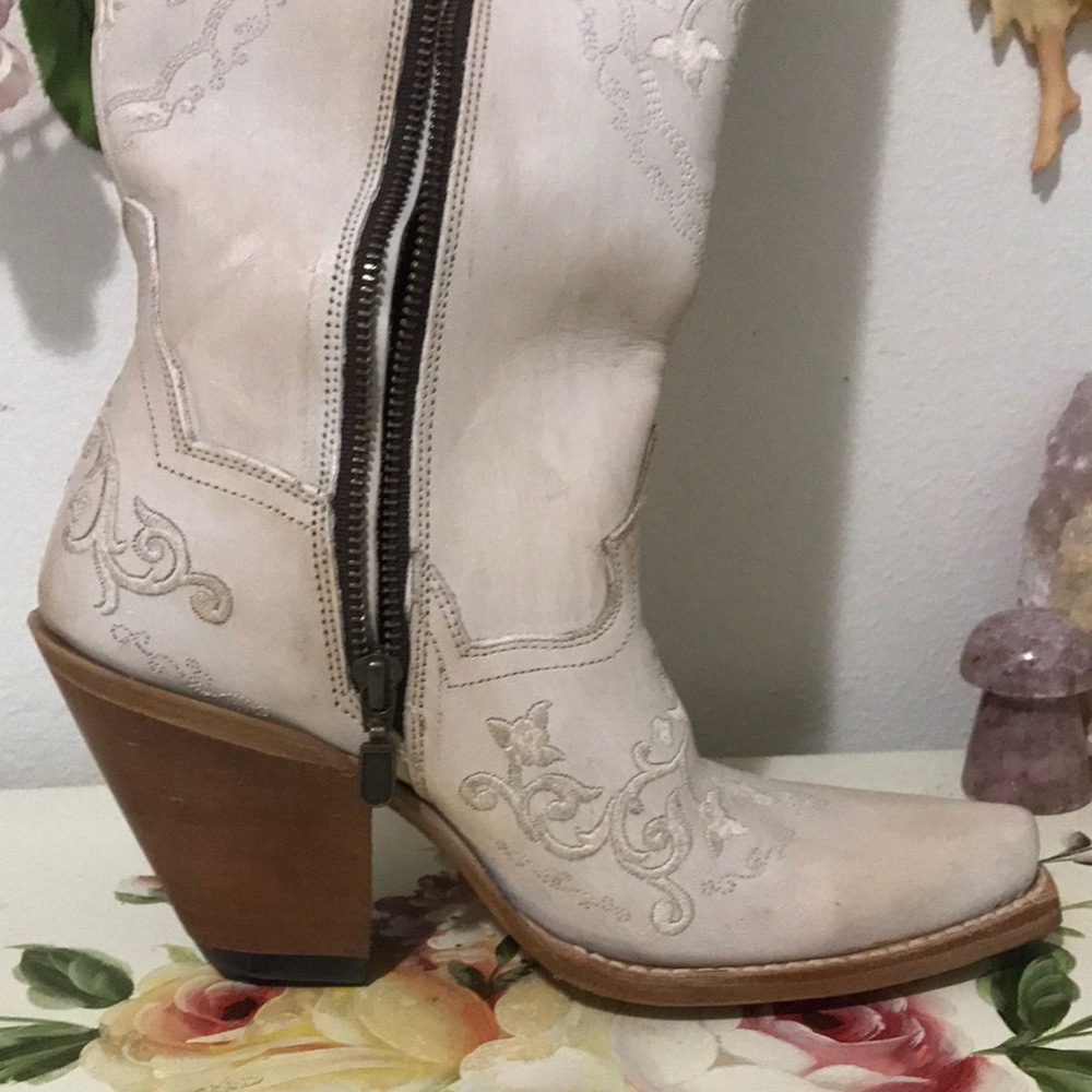 Dan Post Women's Over-the-Knee Embroidered Boots in Light Beige - Picture 6 of 7